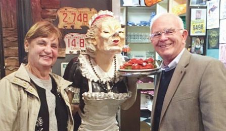 Pamela and Ray Deters visiting the Anchor Bar in Buffalo. 