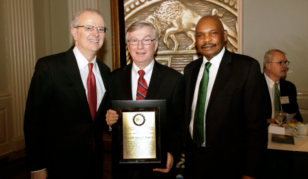 Hon. Jonathan Lippman, Hon. Eugene F. Pigott, Jr. '73, Dean Makau W. Mutua. 