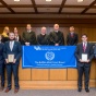 (back row) Victoria Hahn ’16, Kate Hartnet ’16, Hon. Eugene F. Pigott, Jr. ’73, Hon. H. Kenneth Schroeder, Jr. ’61 and Hon. Jeremiah J. McCarthy, Andrew DeMasters ’16. (front) Gerald Whalen ’16 and Steven Fisher '16, Patrick Leavy '16 and Steven Maffucci '16. 