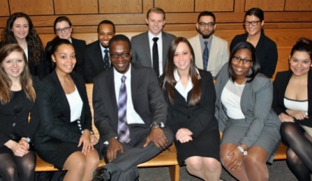 Front row: Stacey Walker ‘15, Anaiss Rijo ‘16, Oscar Kpota ‘15, Meghan Hart ‘16, Sarah Draper ‘16, Michelle Santiago ’16. Back row: Anna McCarthy ‘15, Anastasia Stumpf ‘15, De'Jon Hall ‘16, Jerry Whalen ‘16, Mohammed Haque ‘15, and Andrea DiLuglio ‘15. 