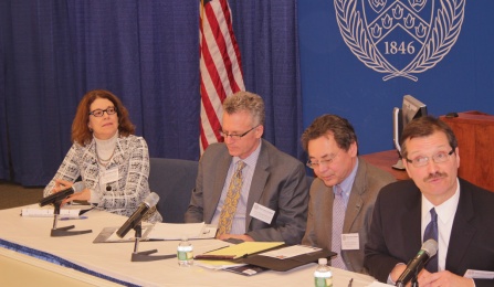 Professor Susan Carle (American University), Dean Michael Hunter Schwartz (University of Arkansas), Dean Kevin R. Johnson (UC Davis), Professor James Wooten (UB). 