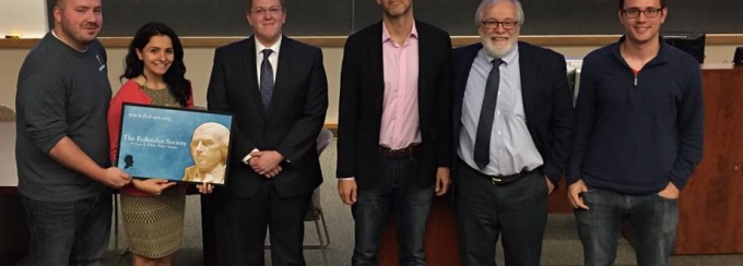 Jason Michael Gunning, Diane Ita, Alex Fehrman, Professor Matt Steilen, guest speaker Professor Richard Duncan, and Joshua David. Photo credit: student chapter of the Federalist Society.