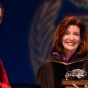 Interim Dean James A. Gardner thanks keynote speaker New York Lt. Gov. Kathy C. Hochul. 