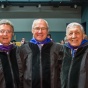 Eric Corbett Williams '65 (far right) with his classmates (left to right) Sheldon Evans '65, Hon. Anthony P. LoRusso '65, Hon. Leslie G. Foschio '65, and George B. Weires '65. 