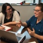 Bethany Cereo &lsquo;18 training new Family Justice Center advocate. 
