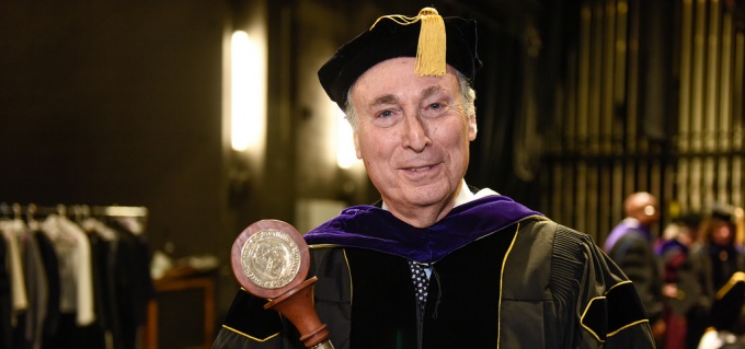 SUNY Distinguished Service Professor David Engel leads the 2018 Commencement procession. 