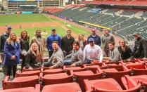 students in the ball park. 