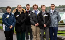 photo of students next to Niagara Falls. 