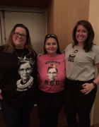 Zoom image: Members of the audience showing off their RBG garb. 