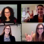 Admissions office displays UB Horns Up. 