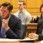 law students participating in a mock trial. 