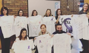 Our Family Violence & Women’s Rights Clinic joined the Domestic Violence Task Force to create t-shirts for The Clothesline Project during Domestic Violence Awareness Month. 
