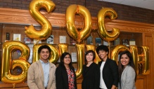 Zoom image: Sanchez (far left) attends a 2019 Students of Color Brunch 