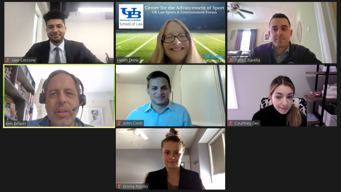 screenshot of people participating in the NFL webinar. 