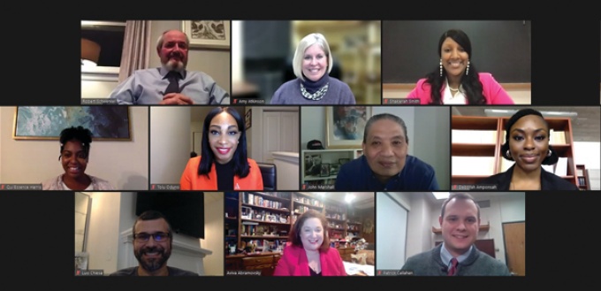 screenshot of individuals participating in the program Growing Up Marshall. 