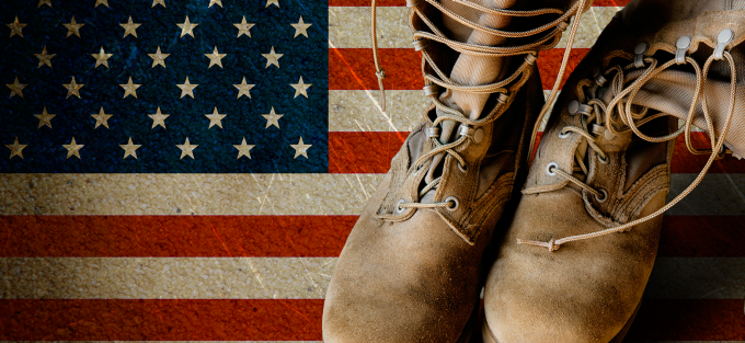 image of flag and military boots. 