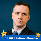 Keefe's photo with text under him that says UB LAA Lifetime Member. 