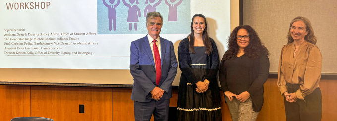 UB School of Law faculty and staff participate in a scholarship workshop designed to help students identify and apply for scholarship opportunities. 