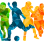 illustration of various individuals playing sports. 