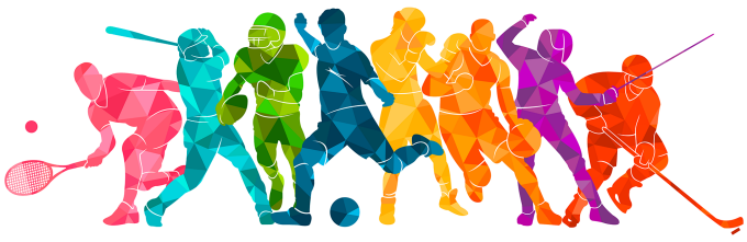 colorful illustration of various individuals playing a sport. 