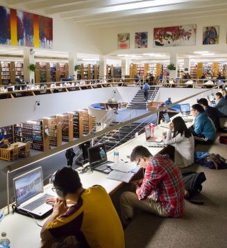 students studying in the library. 