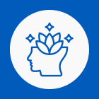 Head icon with lotus flower. 