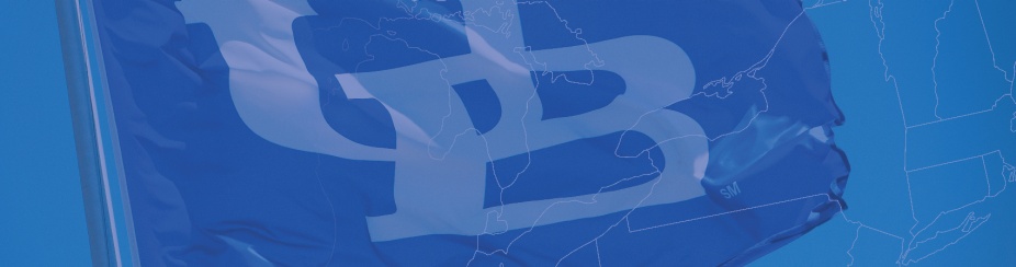 UB flag with map of the northeastern United States. 