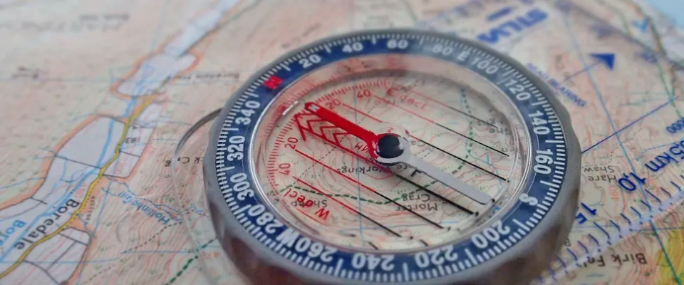 compass on a map. 